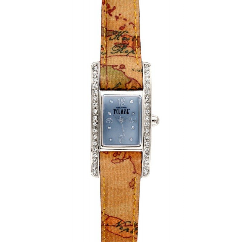 ALVIERO MARTINI 1A CLASSE WOMEN'S PCD 939S/CU RECTANGULAR GEO-DESIGN WATCH-36 SWAROSVKI STONES