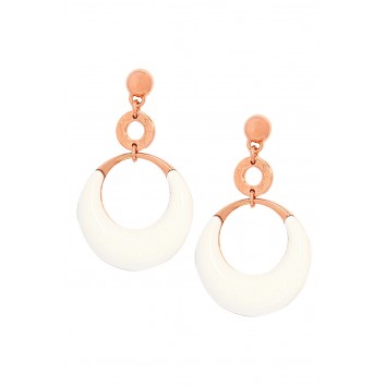 Rochas Woman Drop Earrings-Rose Gold-White Stone