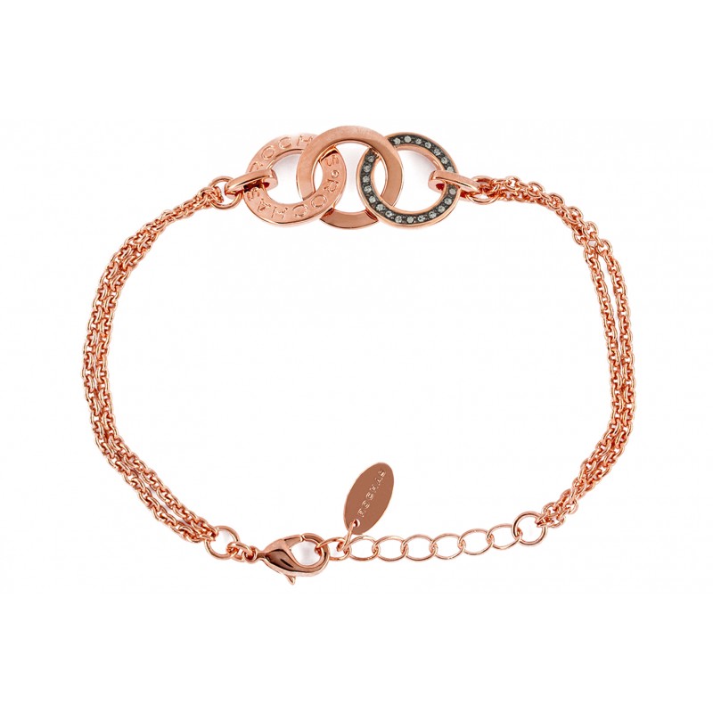 Rochas Woman Chain Bracelet-Stainless Steel-Swarovski Crystal-3 Rings