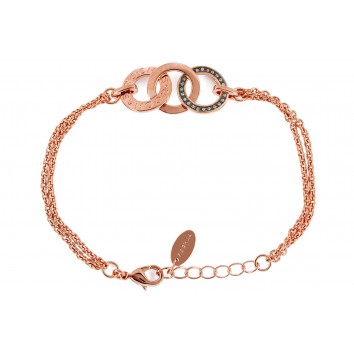 Rochas Woman Chain Bracelet-Stainless Steel-Swarovski Crystal-3 Rings