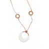 Rochas Woman Chain Necklace- Swarovski Crystal -White Stone Rose Gold tone