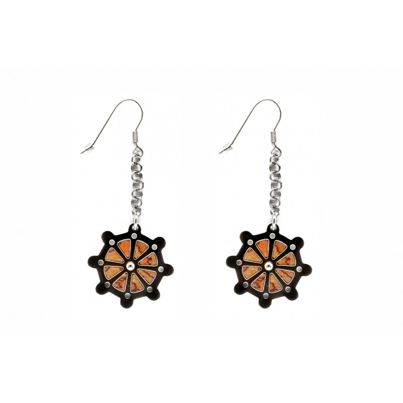 Alviero Martini Woman Drop Earrings - wheel designed with personalized leather Geo Classic