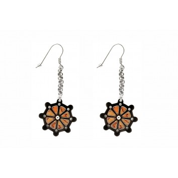 Alviero Martini Woman Drop Earrings - wheel designed with personalized leather Geo Classic