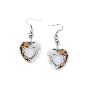 Alviero Martini Woman Drop Earrings -heart shaped Designed personalized with leather Geo Classic