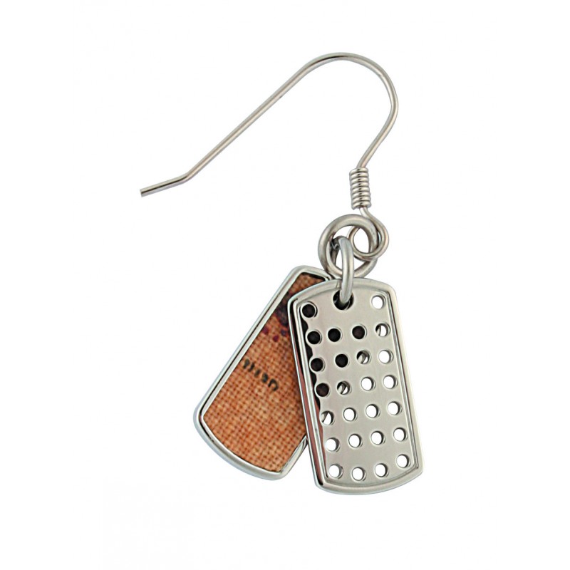 Alviero Martini Woman Drop Earrings -Square shaped Designed personalized with leather Geo Classic