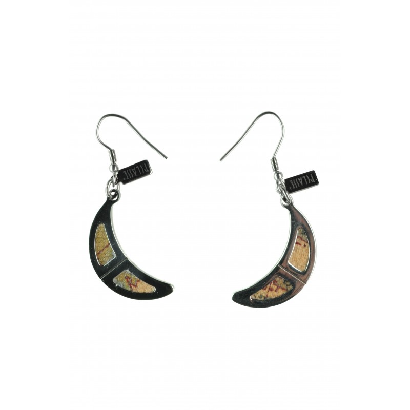 Alviero Martini Woman Drop Earrings -Half moon shaped Designed personalized with leather Geo Classic