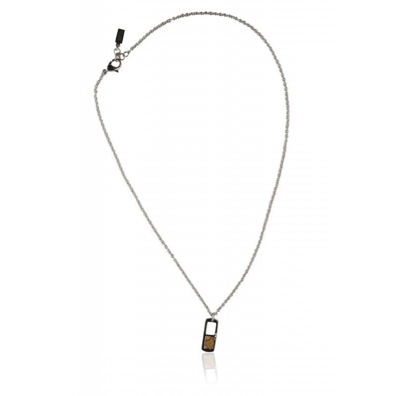 Alviero Martini Woman Necklace in stainless steel  with central square shaped leather Geo Classic insert