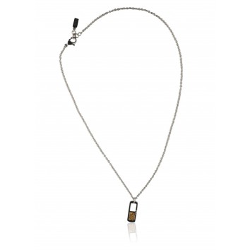 Alviero Martini Woman Necklace in stainless steel  with central square shaped leather Geo Classic insert