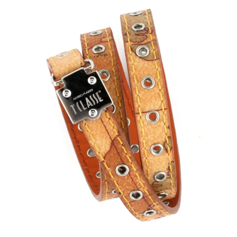 Alviero Martini Woman 3 rows  Bracelet in Geo Classic leather and stainless steel buckle