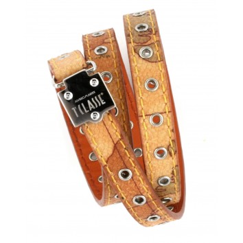 Alviero Martini Woman 3 rows  Bracelet in Geo Classic leather and stainless steel buckle