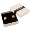 Rochas-Cufflinks Men Jewelry-Stainless Steel-Square-Gold-Mother of Pearl-Onyx-White