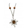 Alviero Martini Woman Necklace in stainless steel with central sun customized and round leather Geo classic insert