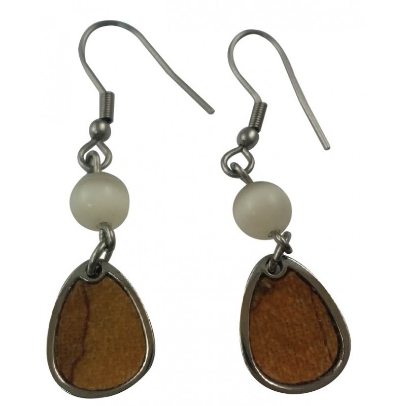 Alviero Martini Woman Drop Earrings - with leather Geo Classic and bead