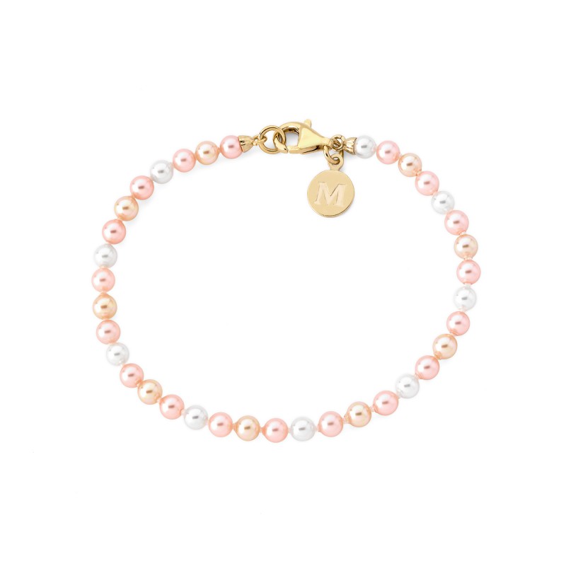 Majorica  White & Pink Pearl Bracelet and gold tone