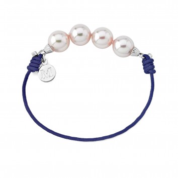 Majorica  Cord Bracelet with Sterling Silver and 4 white pearls