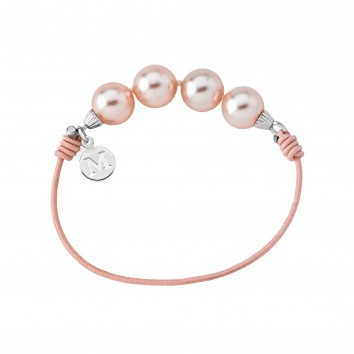 Majorica  Cord Bracelet with Sterling Silver and 4 white pearls