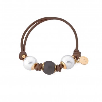 Majorica Bracelet with white and brown pearls