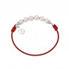 Majorica Red elastic Cord Bracelet sterling silver with 6 pink pearls