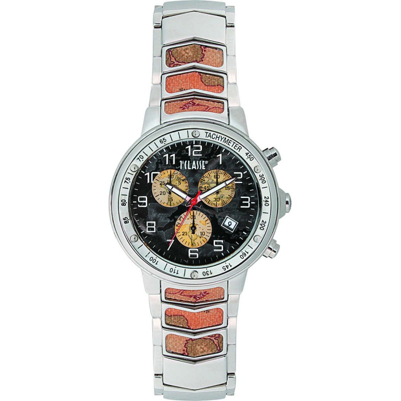 ALVIERO MARTINI 1A CLASSE MEN'S CHRONOGRAPH BLACK DIAL STEEL GEO DESIGN DIAL DATE PCH 764/AM WATCH