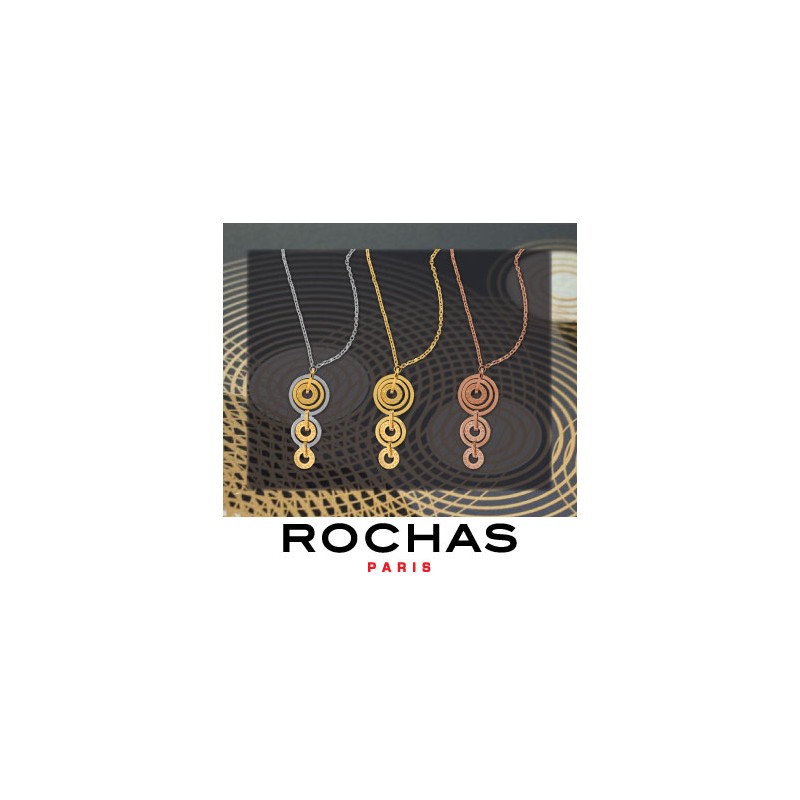 Rochas Woman Chain Necklace- Swarovski Crystal -3 rings pendant