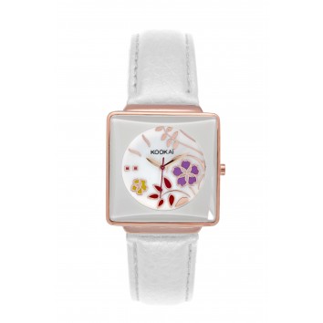 KOOKAI WOMEN'S MOTHER OF PEARL DIAL LEATHER BAND WATCH KO 015